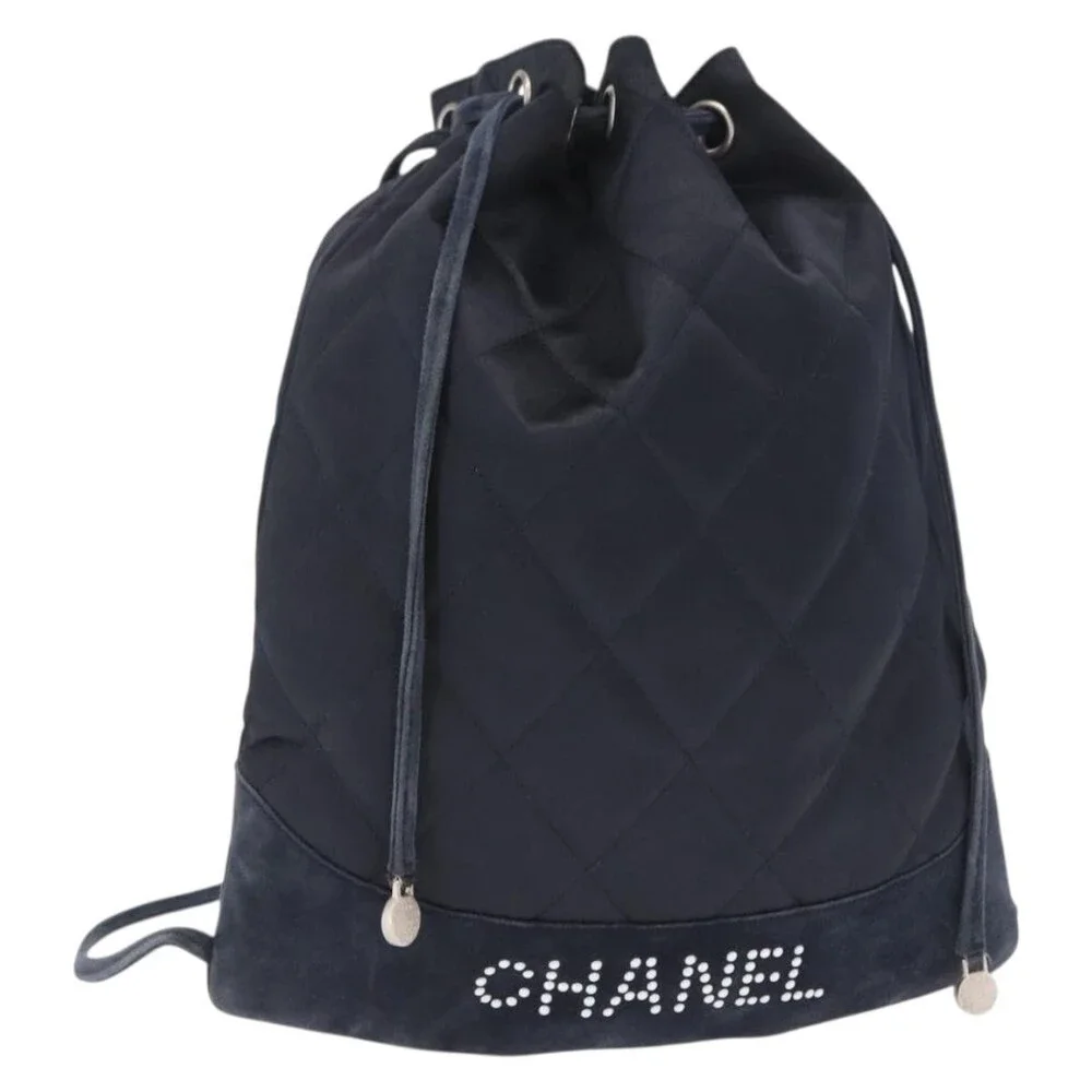 Chanel Matelasse Backpack Satin Navy CC